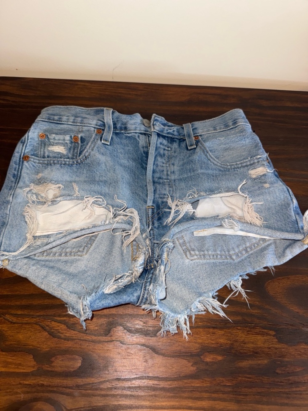 Levi's Light Blue Distressed Cutoff Denim Shorts